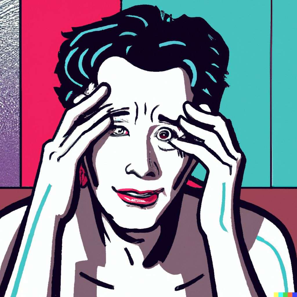 a representation of anxiety, retro comic art, triadic color scheme